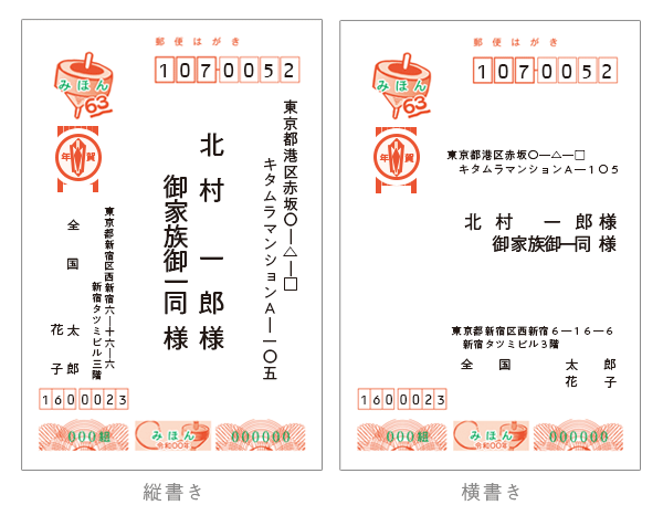 カメラのキタムラ年賀状｜相手家族を省略して書く場合のイメージ